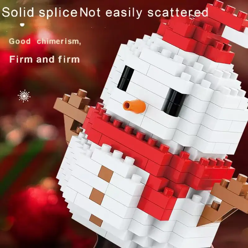 Christmas Gifts Micro Building Block Series Santa Claus Reindeer Puzzle Assembling Bricks Table Decoration Toys Children Kids 3