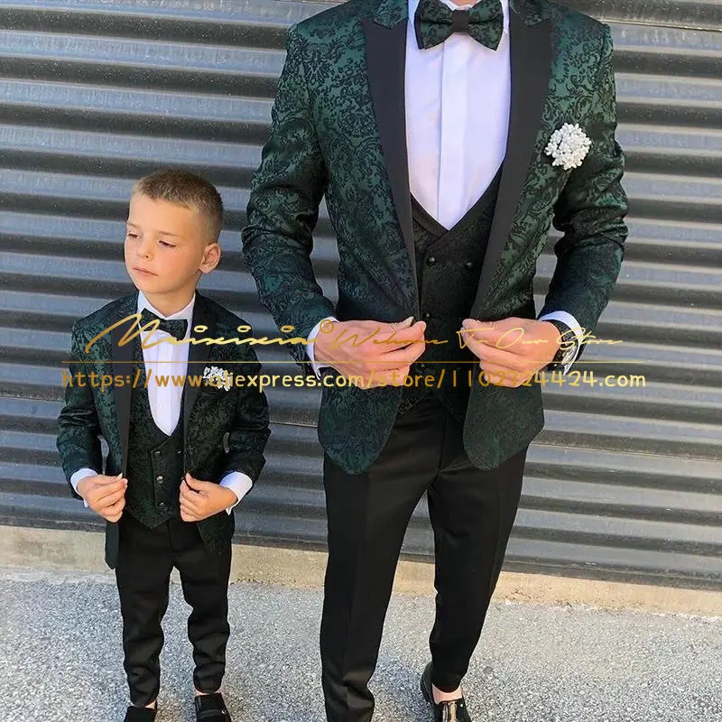 Официальные костюмы для мальчиков с зеленым рисунком