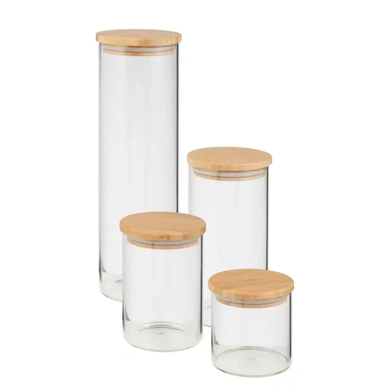 

Can Do 4-Piece Glass Jar Storage Set, Bamboo Lids, Natural