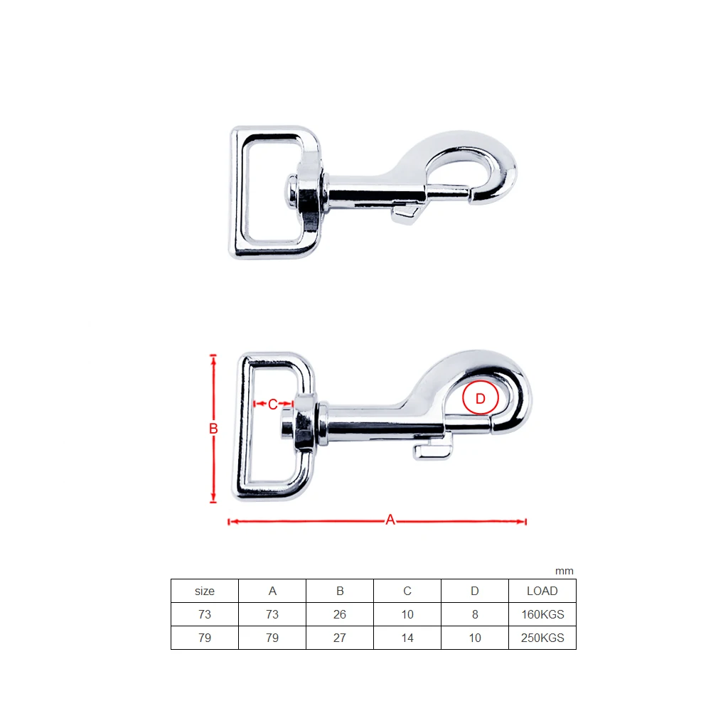 Hook Square Base Zinc Alloy Swivel Eye Snap Hook Dive Single Ended Swivel Eye Bolt Hook Buckle Pet Chains Clip Spring Buckle