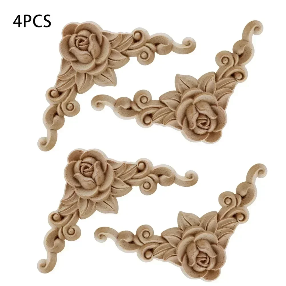 4 Pcs Bois Fleur Sculpte Coin Onlay Applique Porte Cabinet 4 Pcs Bois Fleur Sculpte Coin Onlay Applique Porte Cabinet