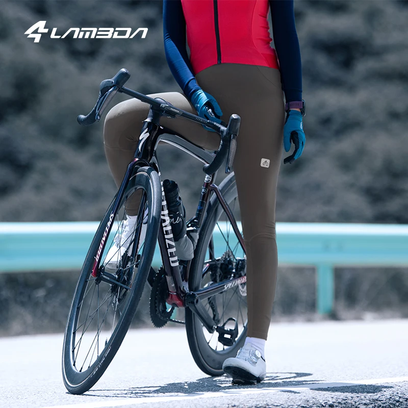 LAMEDA Winter Fleece Pants Double Arrow Women's Road Cycling Pants High Elastic Solid Color Warm Outdoor SportsCycling