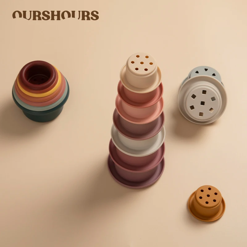 Educational Toys Stacking Puzzle Toys Cup Stacking Toys Stacking Toys Baby Silicone Stacking Cups Toys BPA Free Nesting Montessori Building Block Toy Stack Tower for Toddlers Early Educational Gifts