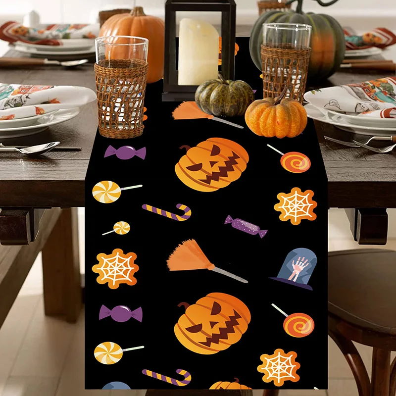 

Printed Halloween Table Runner,Silhouettes Collection,Rectangle Tabletop for Halloween Decorations, Dinner Parties, Scary Nights