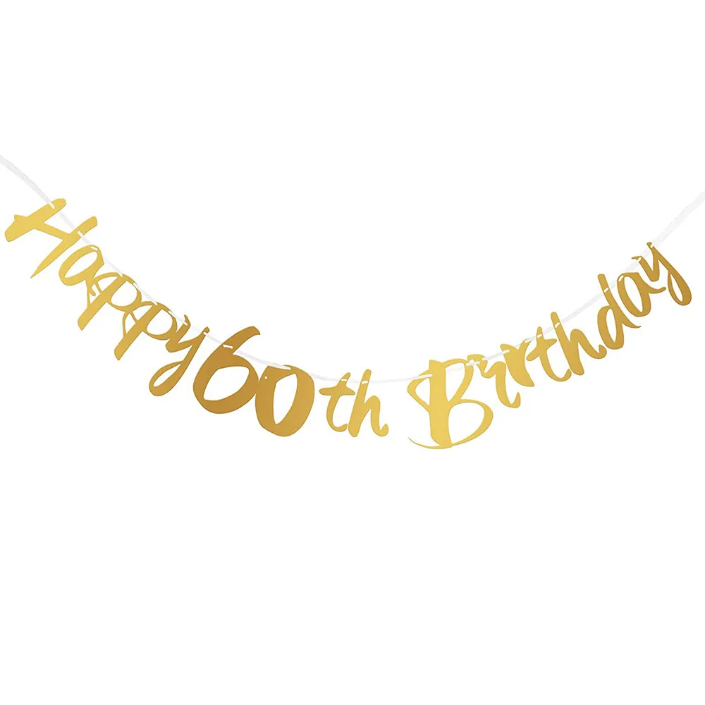 Elegant Black and Gold Paper Streamer Birthday and Anniversary Banner
