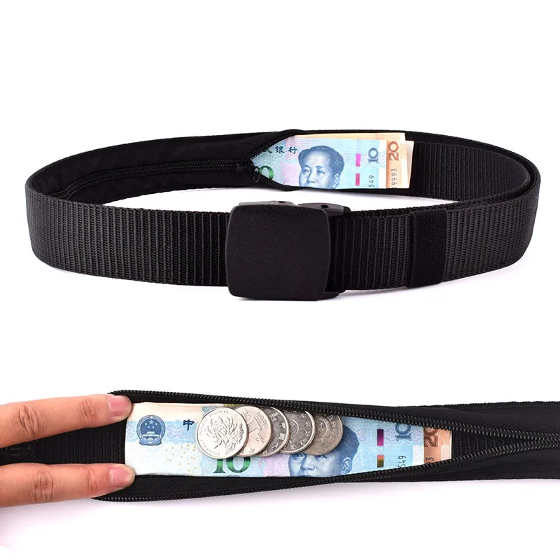 Waist Belt Zipper Anti-theft Cash Belt Width 3.2cm/3.8cm Women Casual Zipper Wallet Belt Inner Clip Concealed Money Hidden Pocket