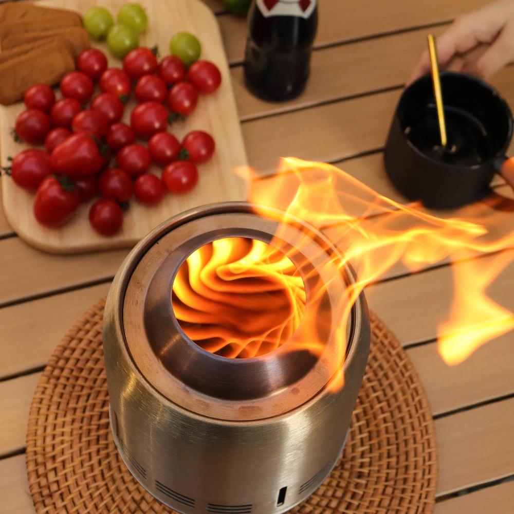 Portable Stainless Steel Outdoor Heating Pellet Fire Pits Outside Camping Patio Backyard Wood Burning Tabletop Fire Pit