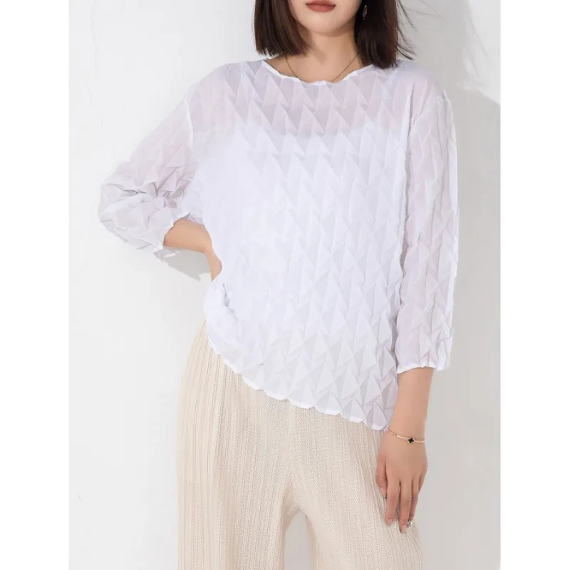 

Pleated autumn new top 2023 fashion loose pullover top