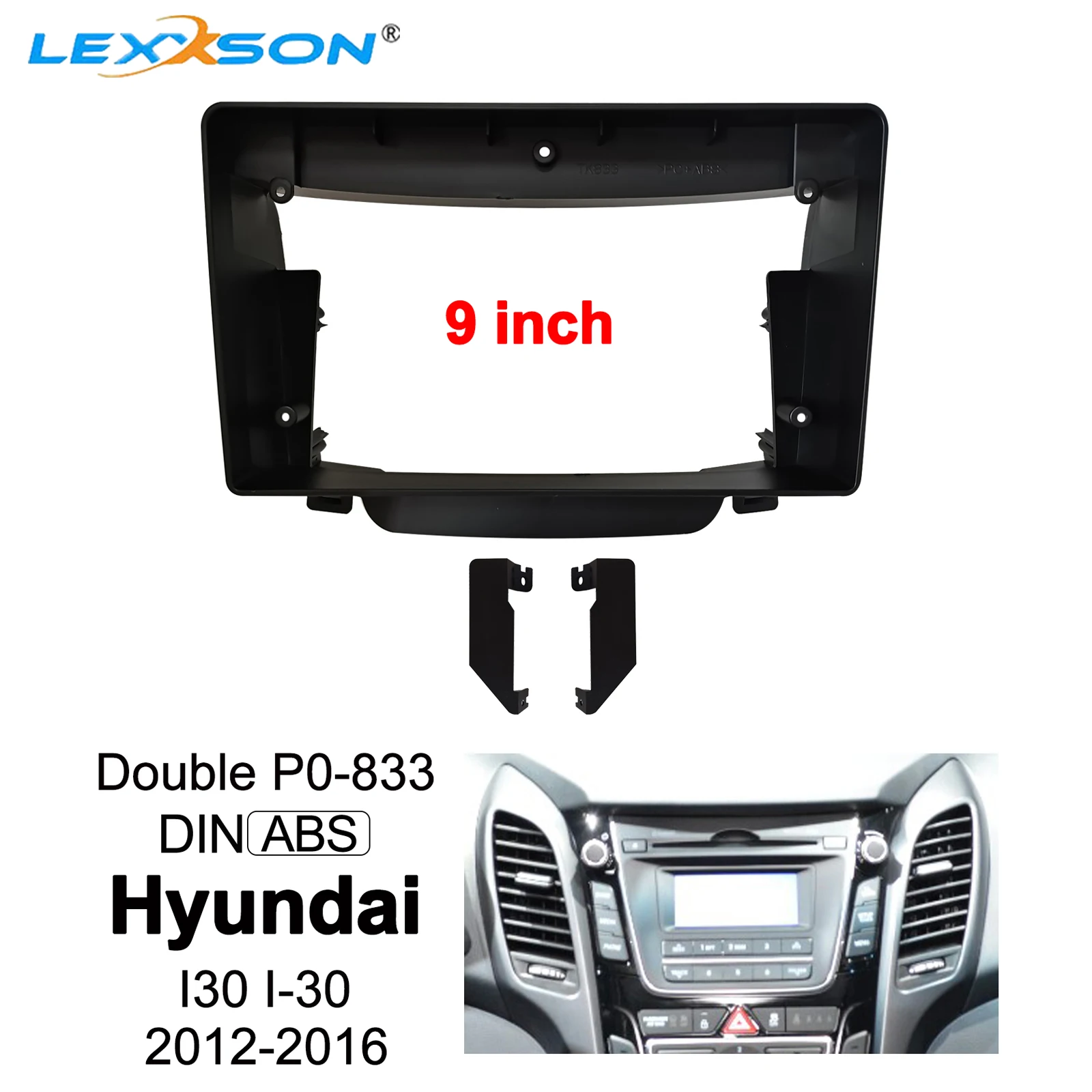 

Автомобильный комплект для отделки приборной панели, панель приборной панели, автомобильная рама для радио, Dvd, 2DIN, 9 дюймов, плеер для Hyundai I30 2012-2016