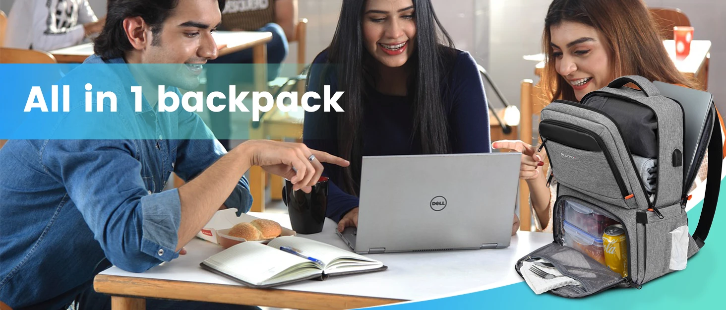 Lunch-Rucksack Isolierter Kühltaschen-Rucksack Lunchbox für Männer Frauen 15,6 Zoll RFID-blockierender Laptop-Rucksack mit USB-Anschluss Lunch-Tasche – Detail 3