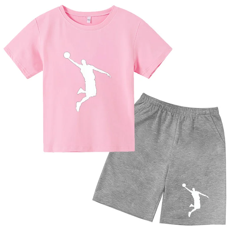 cute Clothing Sets 2022 Summer Basketball Team Print Children's T-Shirt Suit Short Sleeve Shorts 2 Piece Kids Sportswear Boys Girls Cotton Casual dress up time princess clothing sets