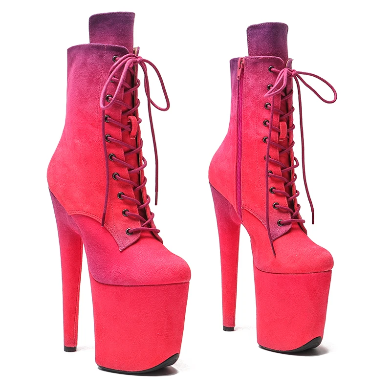 Leecabe 20CM/8inches Suede Color gradient  Pole dancing shoes High Heel platform Boots  Pole Dance boots