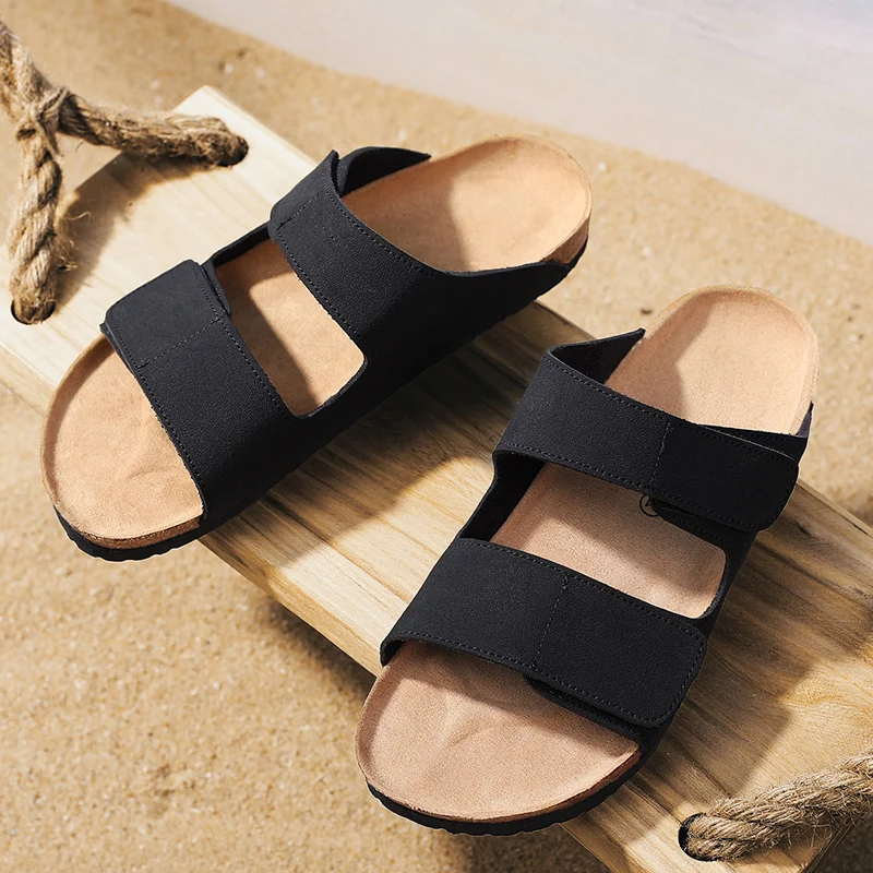 Men's Cork Casual Slippers Summer Outdoor Anti slip Beach Shoes Fashion Youth Breathable Comfortable Versatile Trendy Sandals — view 2