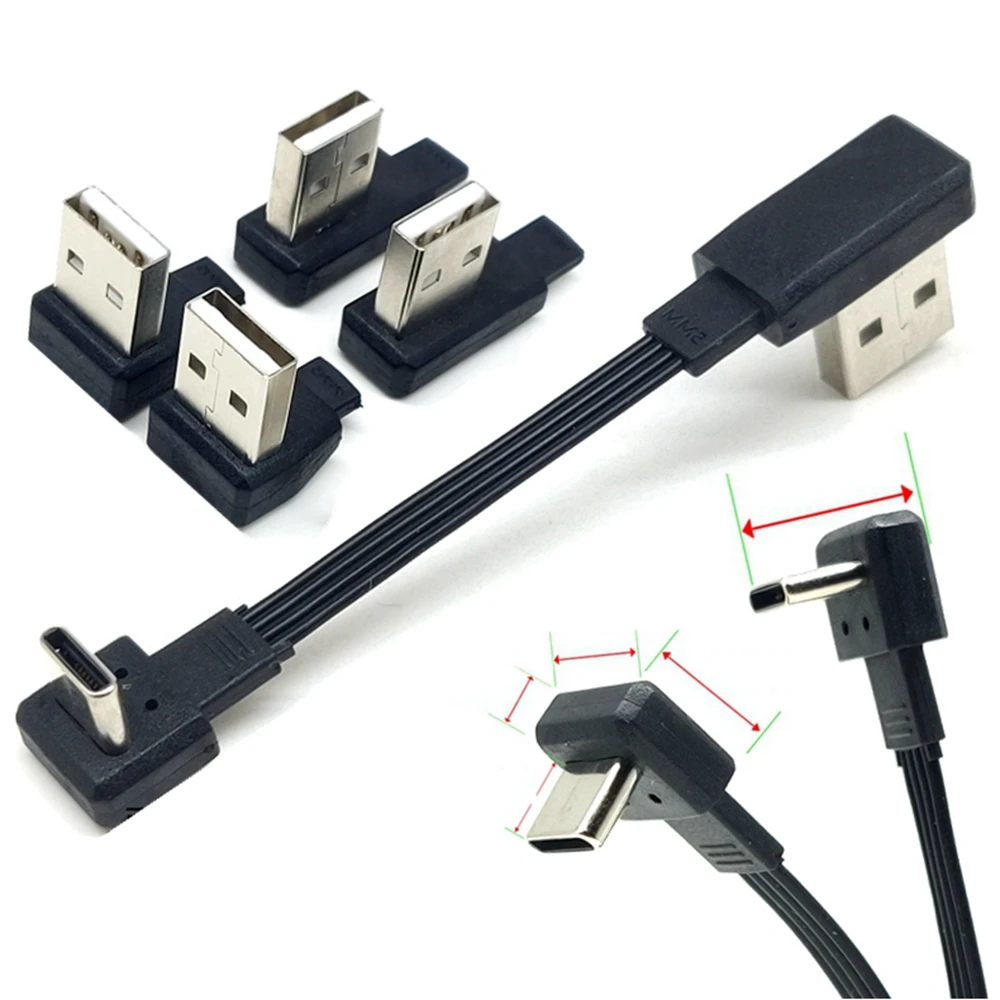 

10CM-100CM double-sided plug ultrashort c-type data cable Android super flat soft double elbow mobile tpc c charger short cable