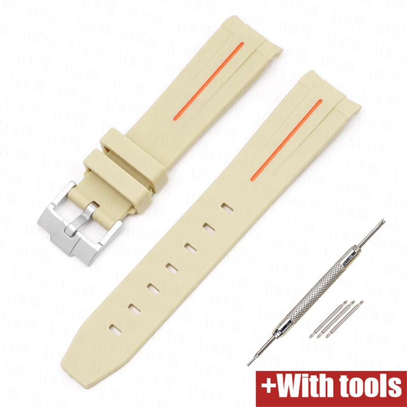 Curved Interface Rubber Strap - Waterproof Sports Watch Band
