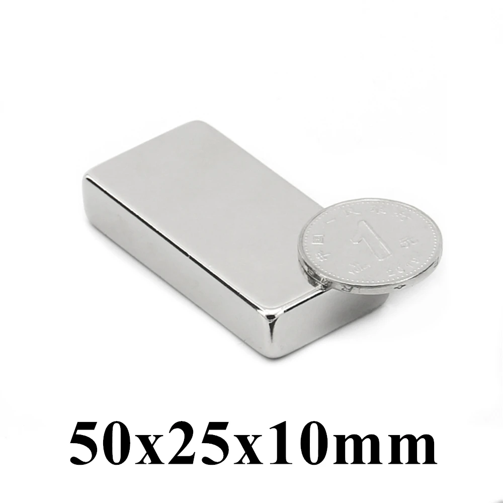 

1-10pcs 50x25x10mm Super Powerful Strong Rare Earth Block NdFeB Magnet Neodymium N35 Magnets 50x25x10 mm