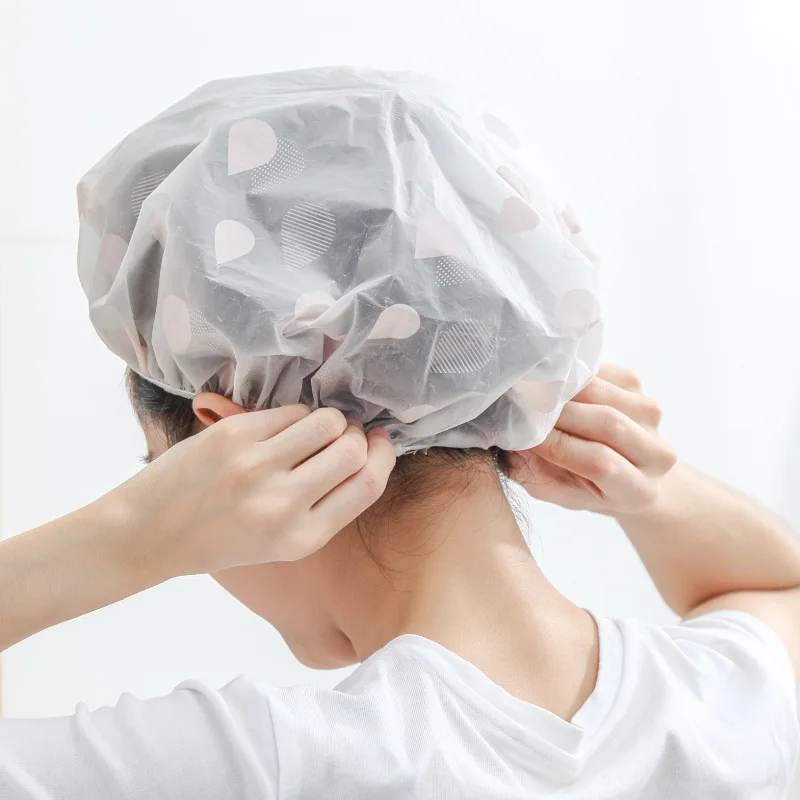 Reusable Elastic Shower Cap Women Waterproof Bath Hair Cap Head Shower Cover Hat Bathroom Sauna Tool Hair Bonnet Home Accessorie