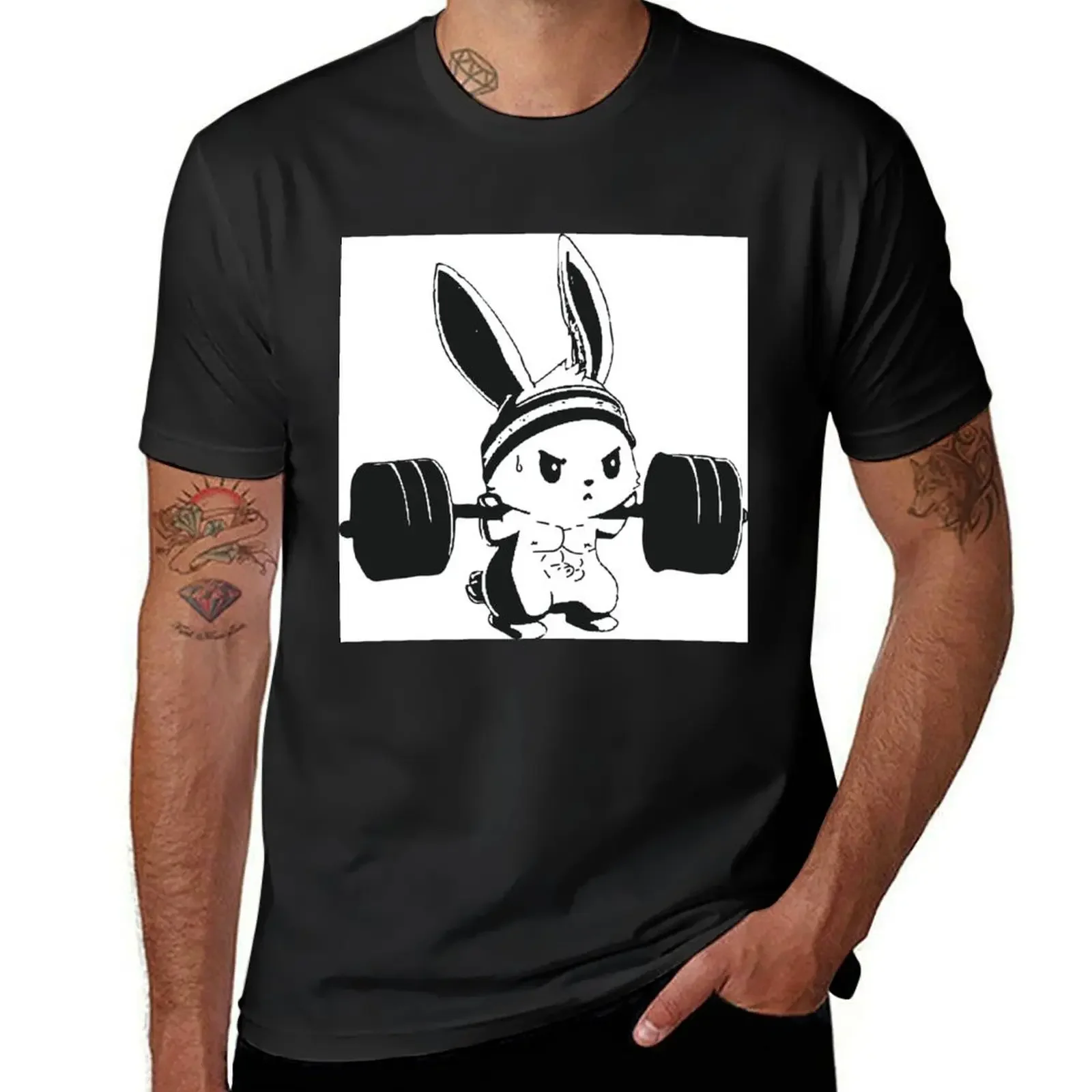 

A bunny stays fit T-shirt Short sleeve tee hippie clothes workout shirts for men
