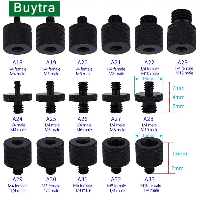 Camera Screw Mount 1/4 To M4 M5 M6 M8 M10 Inch Projector Bracket Adapter Photography Accessories For Dslr Camera Tripod Ballhead Conversion Screw