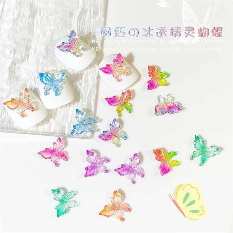 

20pcs Colored Mini 3D Butterfly Nail Rhinestones Glitter Resin Butterfly Nail Art Jewelry Manicure Nails Decorations Accessories