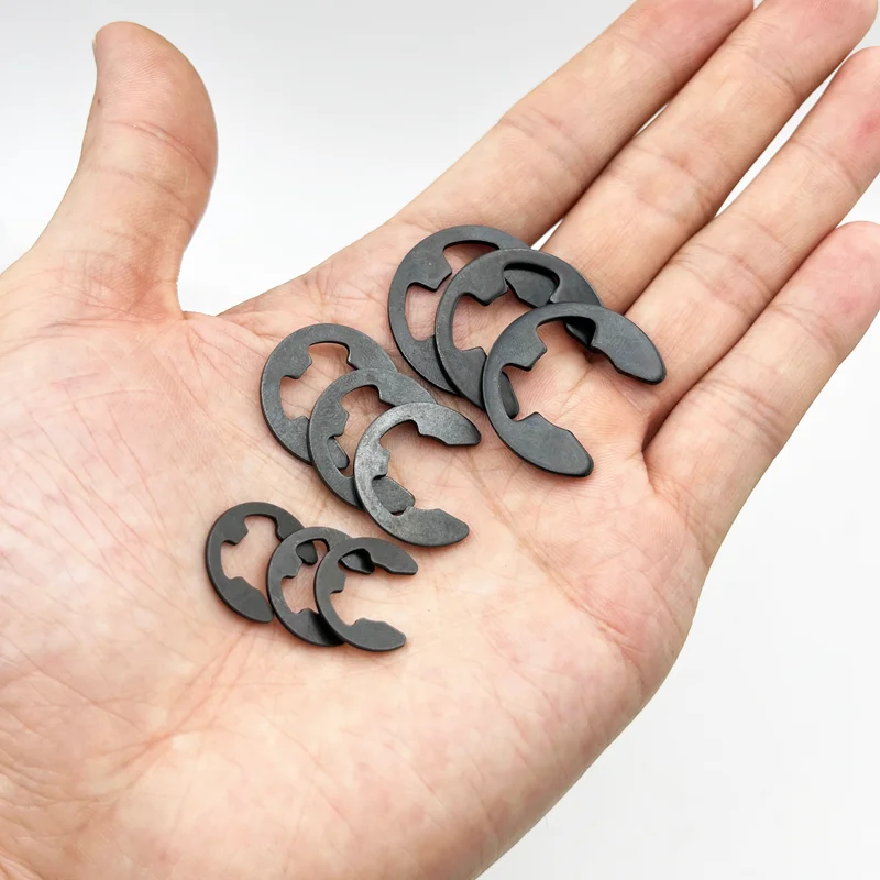 500 Anelli Di Sicurezza E-Clip - 14 Dimensioni M1.5-M15, Acciaio Manganese Nero