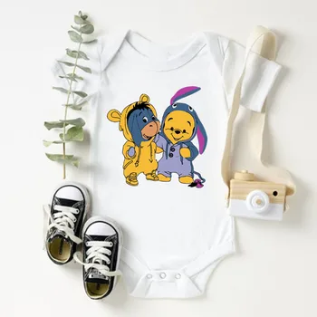 Simpatico cartone animato Winnie e Stitch Vestiti per bambini Cotone Neonato Body Ragazzi Ragazze Vestiti Estate Manica corta Pagliaccetto per bambini 1