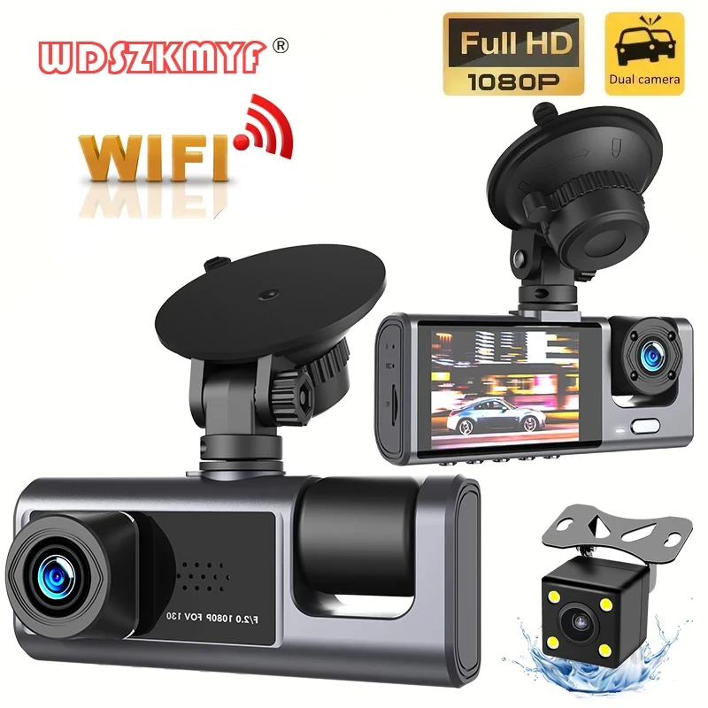 Voiture Dvr Dash Cam Enregistreur vidéo G-sensor 1080p Hd 3lens