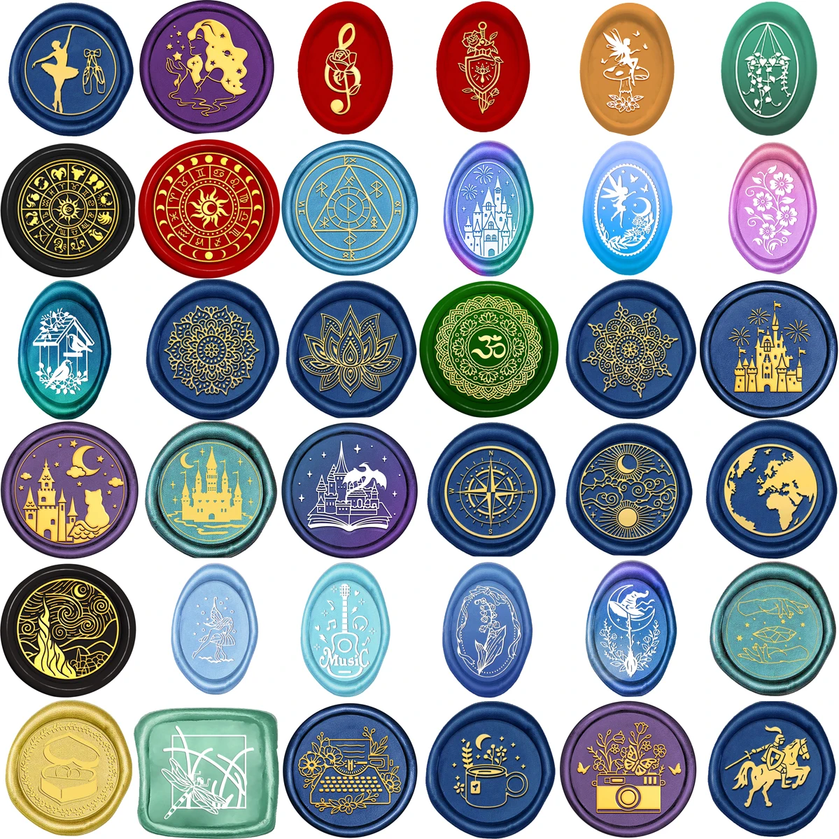 

1PC Oval/Round/Square Seal Wax Stamps Head Intricate Flowers Castle Mixed Pattern Replacement DIY Invitation Envelope Crafts