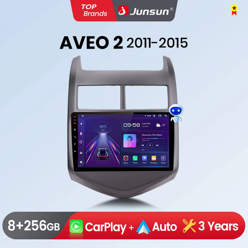Junsun CarPlay Android Auto Radio For Chevrolet Aveo 2 Sonic T300 Camera Car Intelligent Systems 2 din autoradio