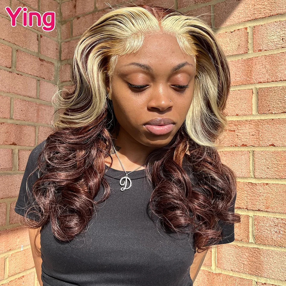 Ying Brazilian Hair 200% Highlight Blonde Brown Colored Body Wave 13x4 Glueless Wigs Human Hair 13x6 Lace Front Wig PrePlucked