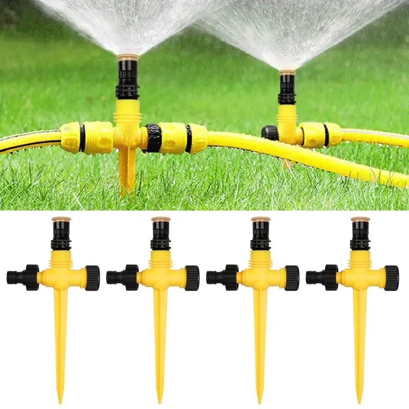 4er-Pack Gartensprinkler, 360 ° Drehbare Wassersprüher – einstellbares Rasenbewässerungssystem für Pflanzen und Gemüse