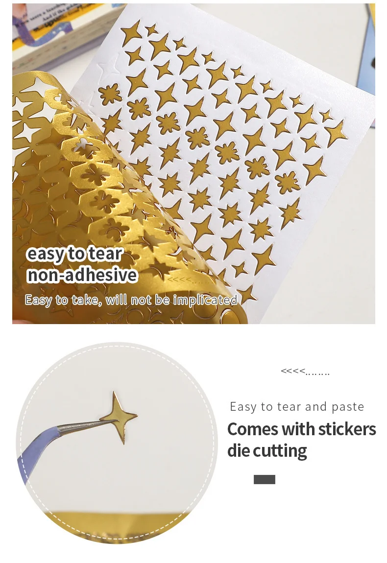 JIANWU 2 Pack/set Simple Bronzing Hot Silver PVC Goo Card Decor Sticker Creative DIY Handbook Scrapbook Collage Stationery