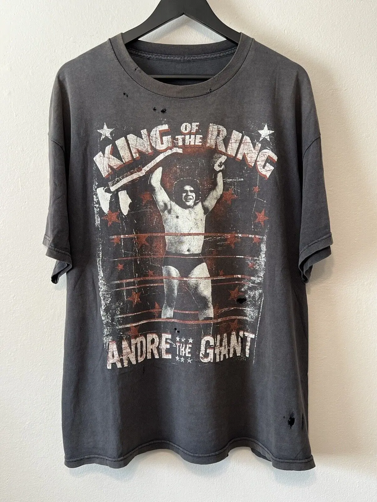 Vintage Andre The Giant King Of The Ring Wrestling T Shirt Sun Sbiadito Taglia Xl