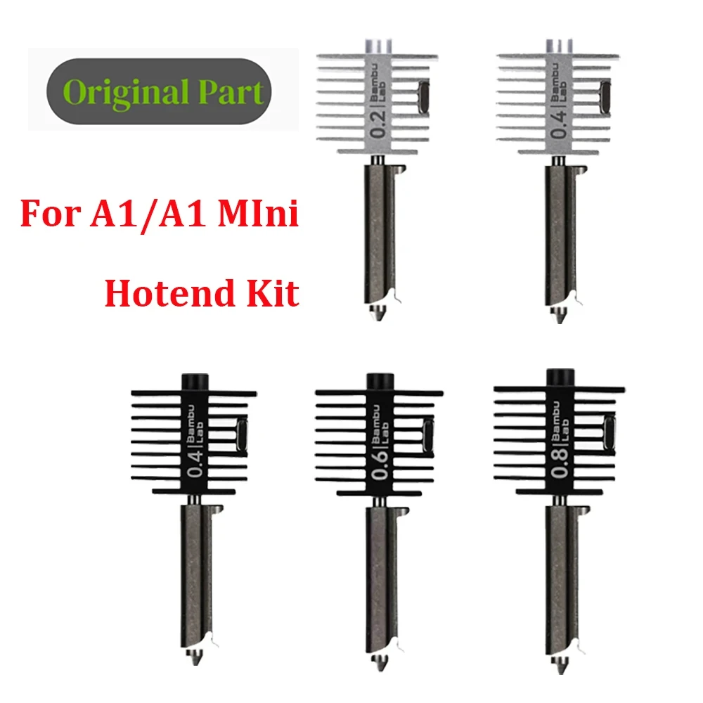 Original para Bambu lab A1 mini Hotend Kit boquilla de acero endurecido 0,2/0,4/0,6/0,8mm boquilla para Bambu lab accesorio de impresora 3D