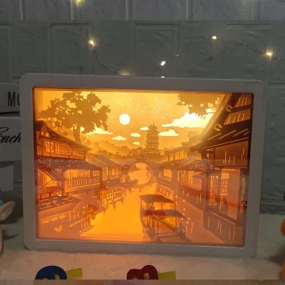 

LED Ins Bedroom Bedside Antique Atmosphere Living Room Desk Decoration Light landscape Painting Home Decor Creative Gift