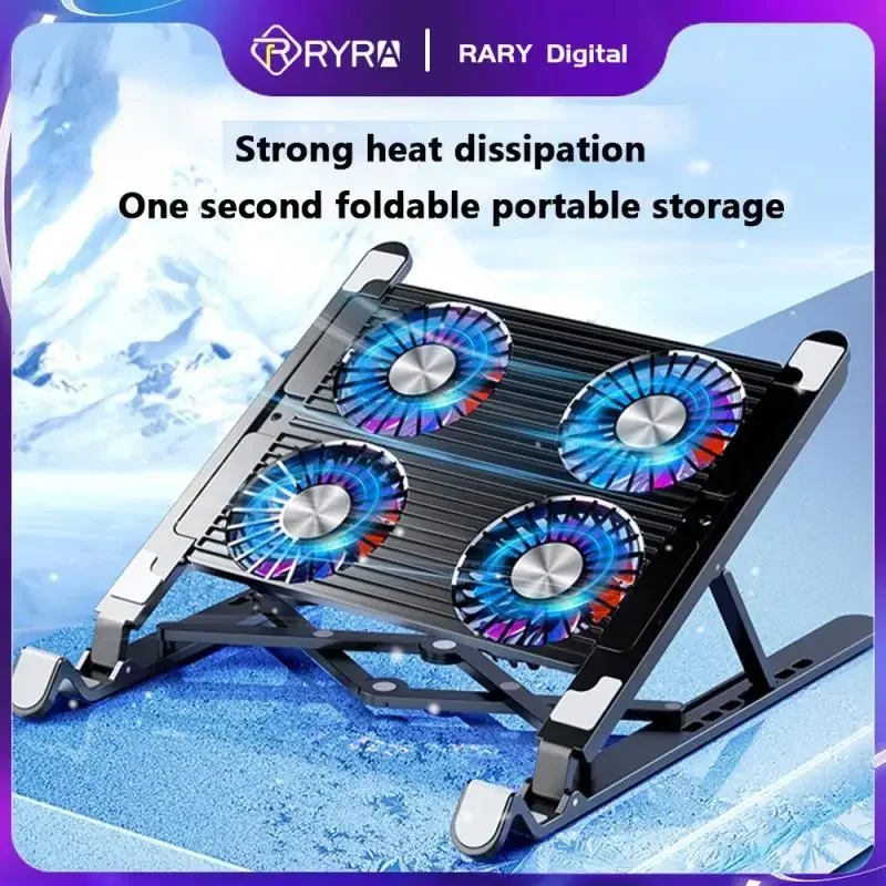RYRA Laptop Desktop Stand Cooling Fans Laptop Cooling Pad Base Foldable Support Rack Computer Mute Table Folding Holder