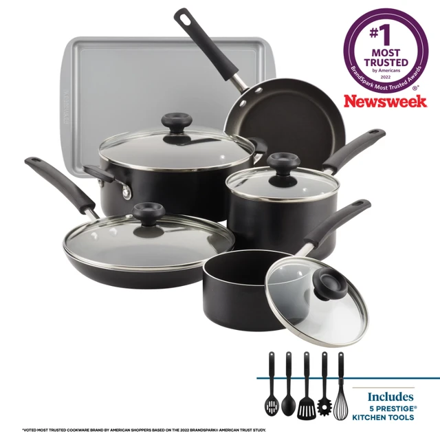 Granite Stone 15 Piece Non-Stick Cookware, Dishwasher Safe, Pots and Pans Set, Black