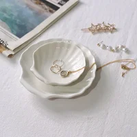 Jewelry Storage Trays Shell Plate Storage Trays Pure White Ceramic Storage Dishes Ring Earings Plate Home Decorative Tray 1