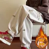 Winter Thickened Fleece Men's Pants Warm Casual Embroidery Letter Fleece Liner Thick Trousers Outdoor Thermal Warm Sweatpants 1