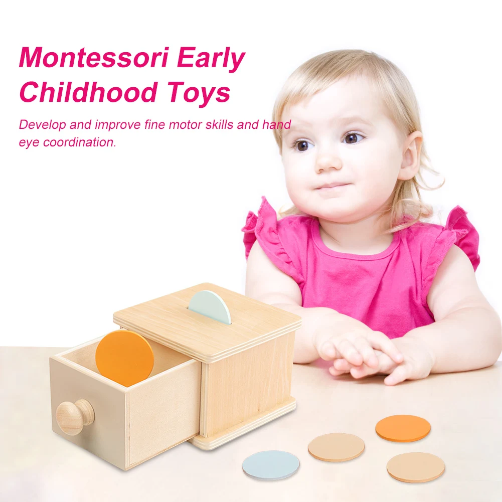 Montessori Wooden Ball Drawer with Tray Permanence Object Box Children Toddler Puzzle Games Early Educational Parent-child Toys