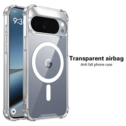 Premium HD Anti - Yellow Transparent Magnetic Shockproof Phone Case with Airbag Protection for Google Pixel 8 (Clear)
