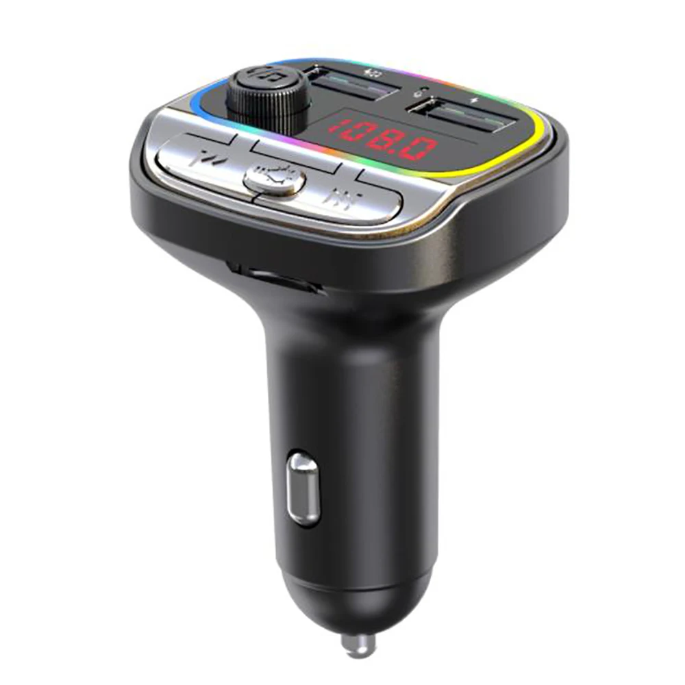 

C21 Car Mp3 Player 3.1A USB Fast Charger Bluetooth 5.0 FM Transmitter with Colorful Lights,Support Handsfree TF U Disk