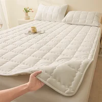 Hypoallergenic Quilted Mattress Protector - Breathable Noiseless Mattress Cover Pad with 4 Elastic Corner Straps,Solid Color 4