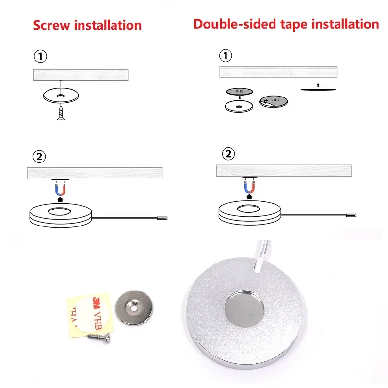 Usb LED 밝기 조절 슬림 마그네틱 표면 장착 스포트라이트, 초박형 3W 캐비닛 미니 라이트, DC12v 24v 다운라이트 자동차 인테리어