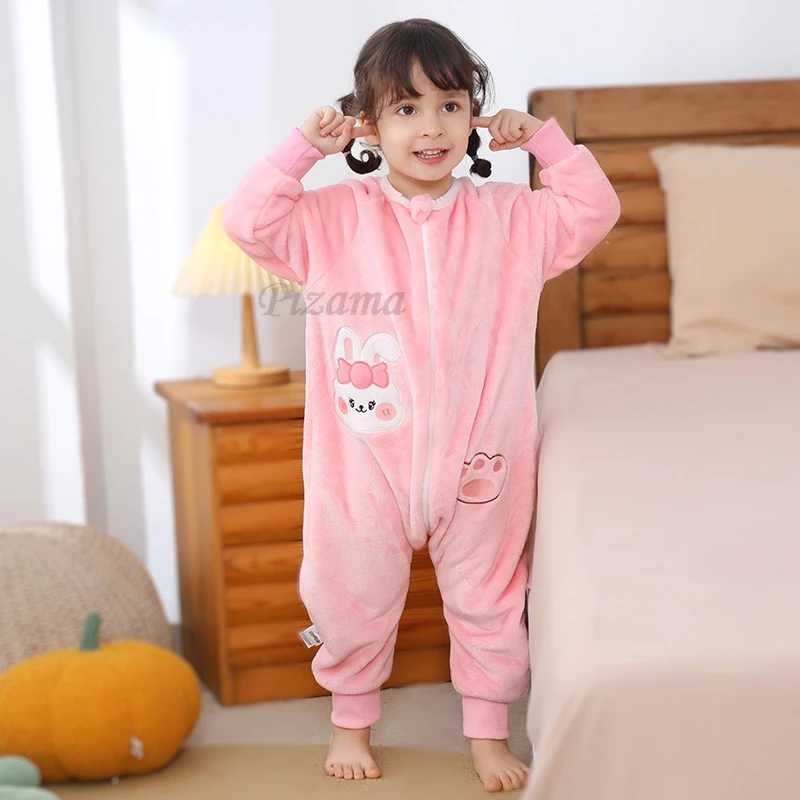 Children's Jumpsuits Bunny Rabbit Animal Cartoon Pajamas Kids Overalls Blanket Sleepers Kigurumi Pijamas for Kids