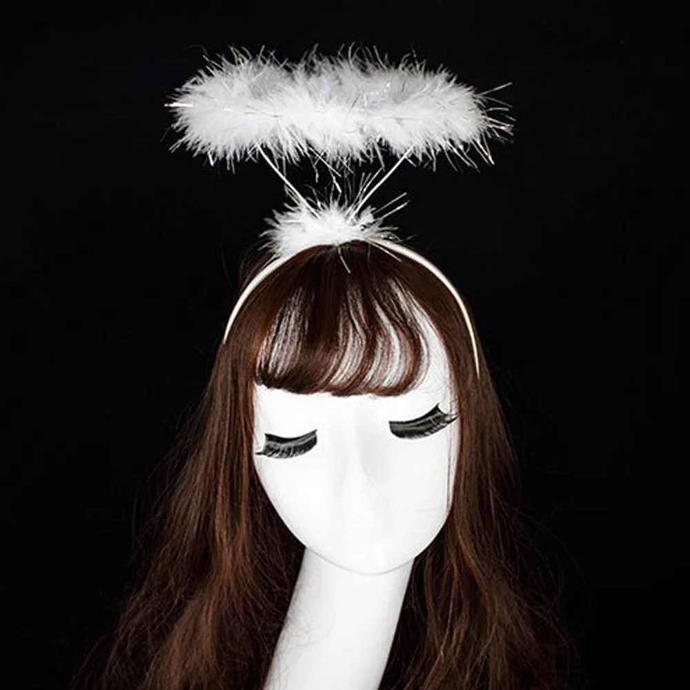 Angel Halo Headband Black White Feather Angel Headband Christmas Festival Party Favor Angel Outfit Accessori Per Costumi Cosplay