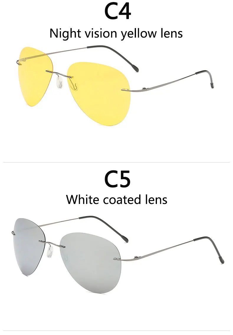 BOYSEEN Randlose Metall Titan Polarisierte Sonnenbrille Männer Große Größe Sonnenbrille Photochrome Gläser Fahren Gläser Ultraleicht 11g – Detail 11