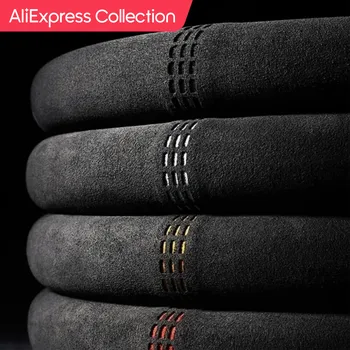 AliExpress 컬렉션 스웨이드 커버, 자동차 핸들 커버, 초박형 미끄럼 방지, D 모양 라운드 통기성, 사계절