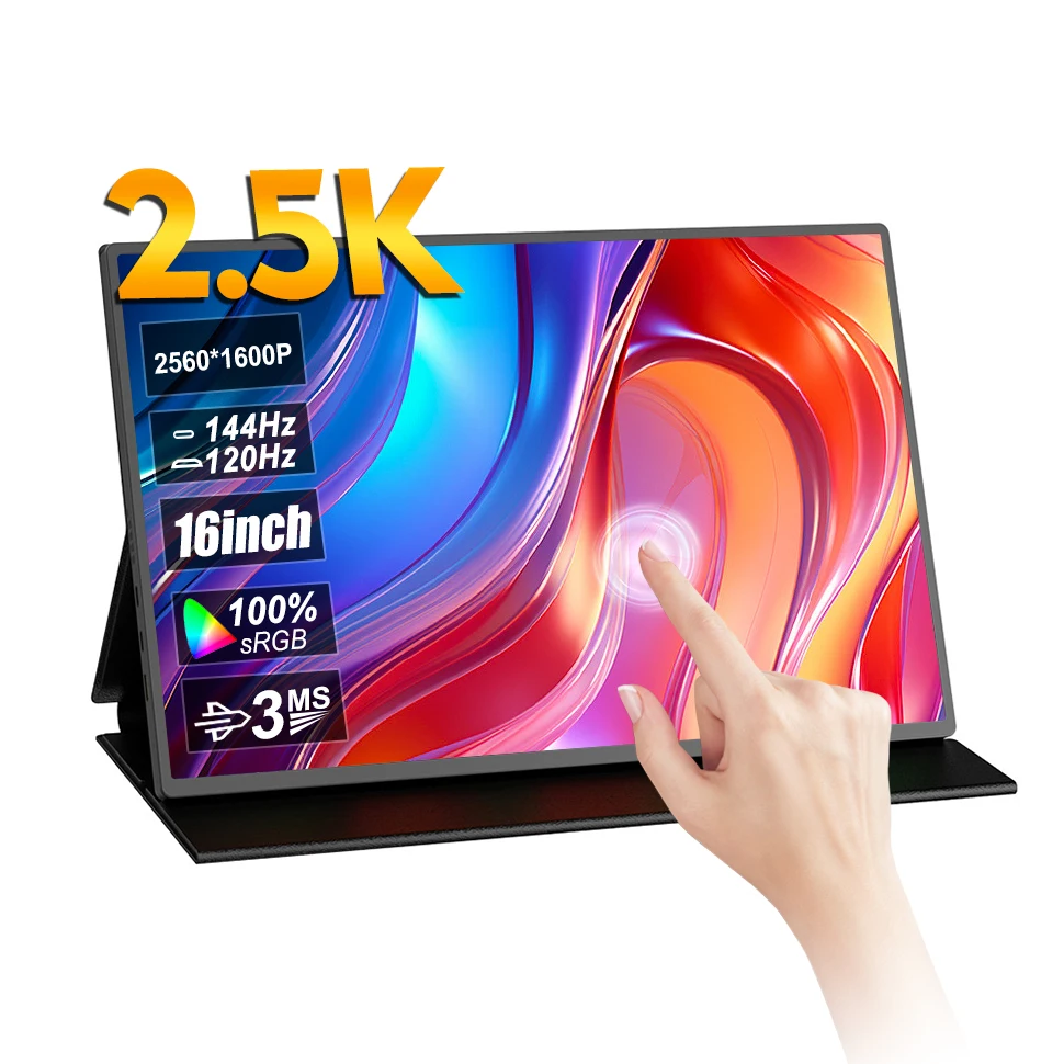 

16inch 2.5K 144hz Touchscreen Portable Gaming Monitor 2560*1600 100% sRGB AMD FreeSync for Smartphone Laptop Switch PS4/5 Xbox