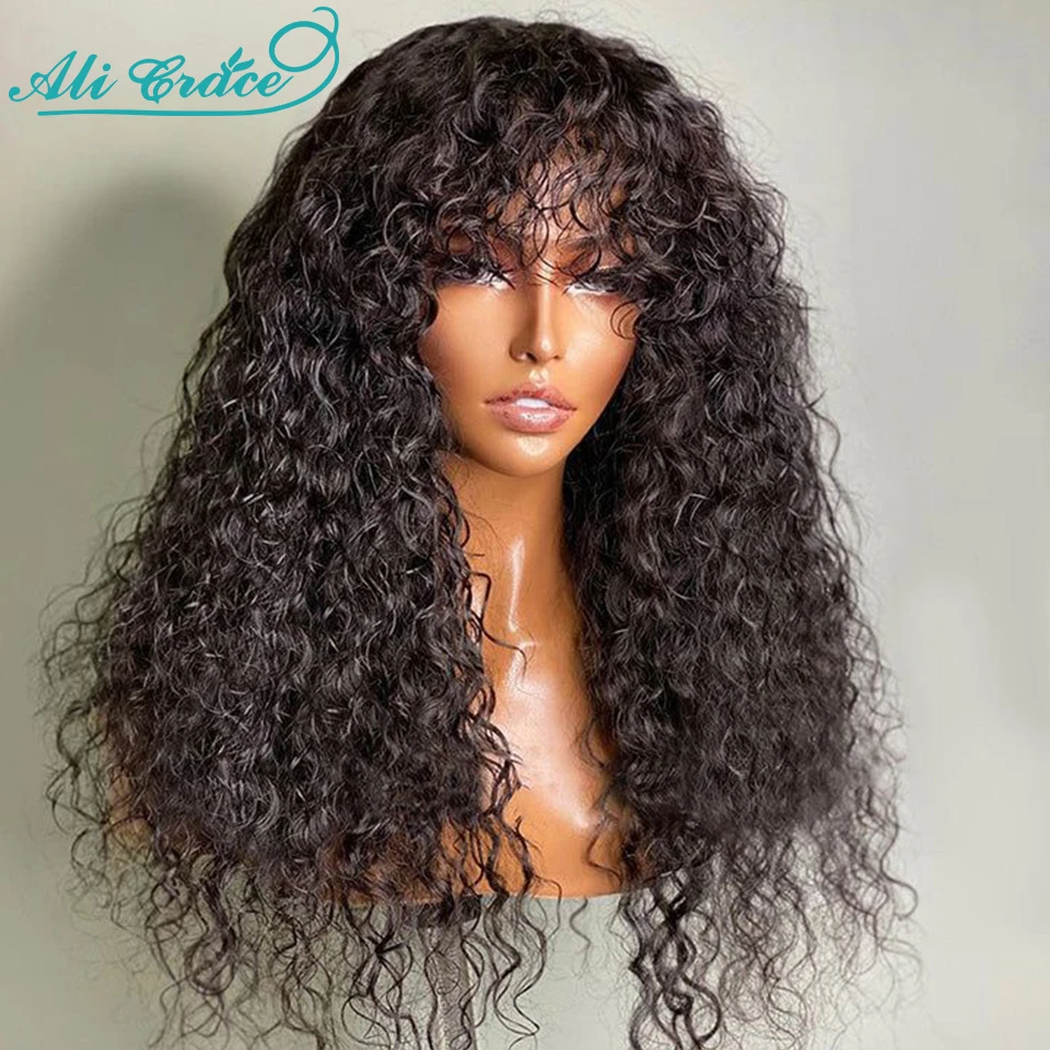 Ali Grace Hair Kinky Curly Wig Brazilian Human Hair Wigs with Bangs